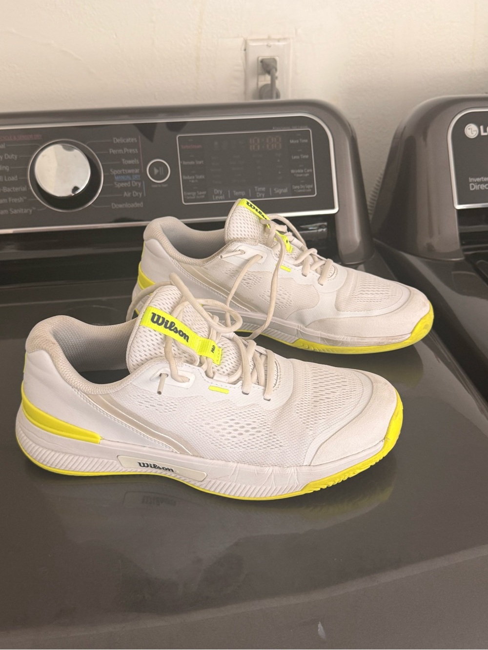 Wilson White & Neon Yellow tennis shoes